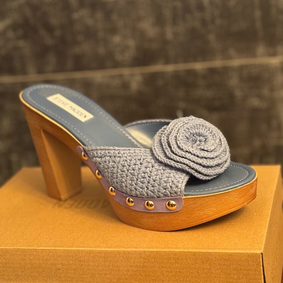 New! Steve Madden Blue Maddrid Platform Sandals - Sz 8.5 - Picture 1 of 9